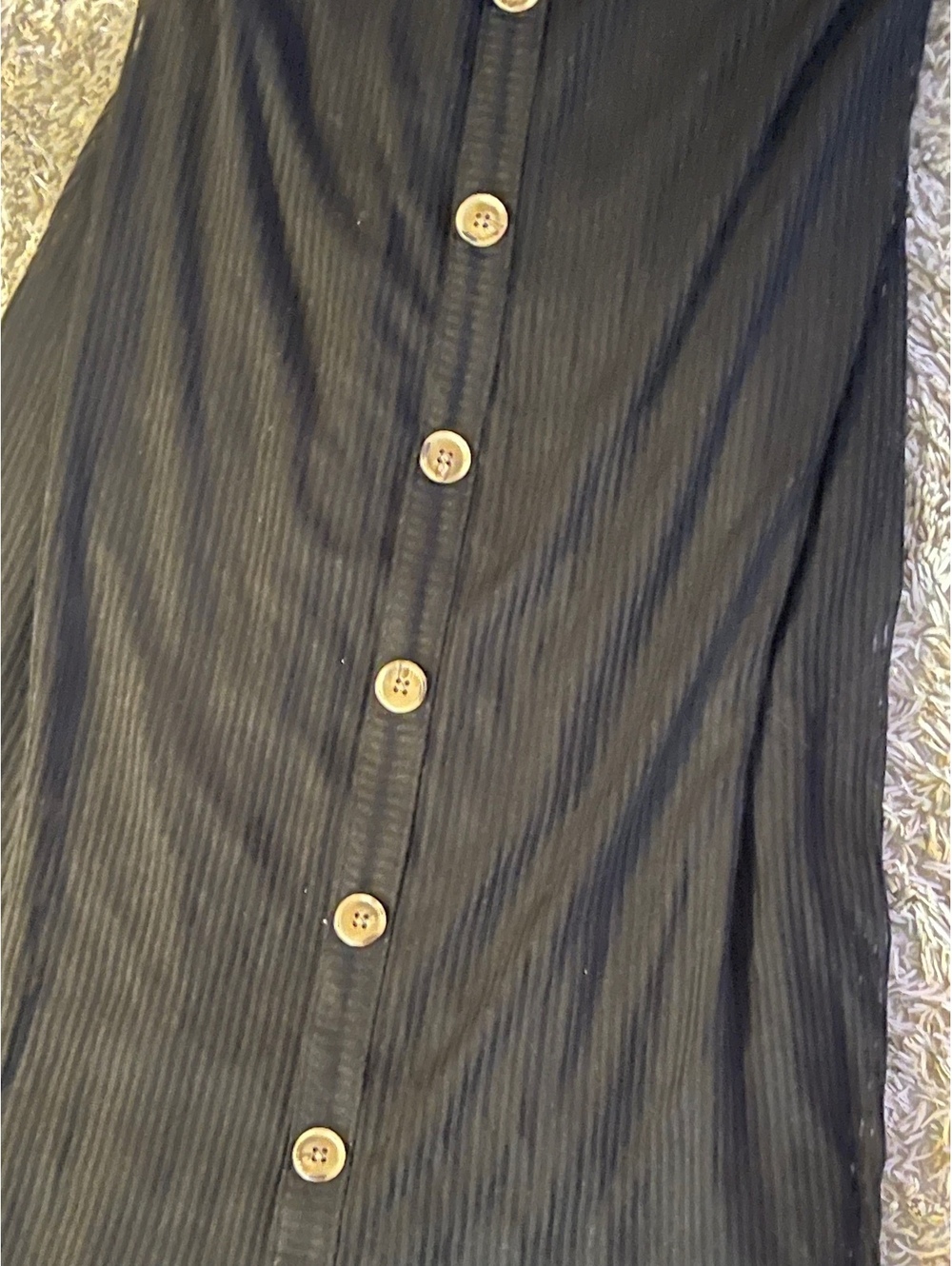 Express Black Ribbed Button-Front Dress - Picture 2 of 3